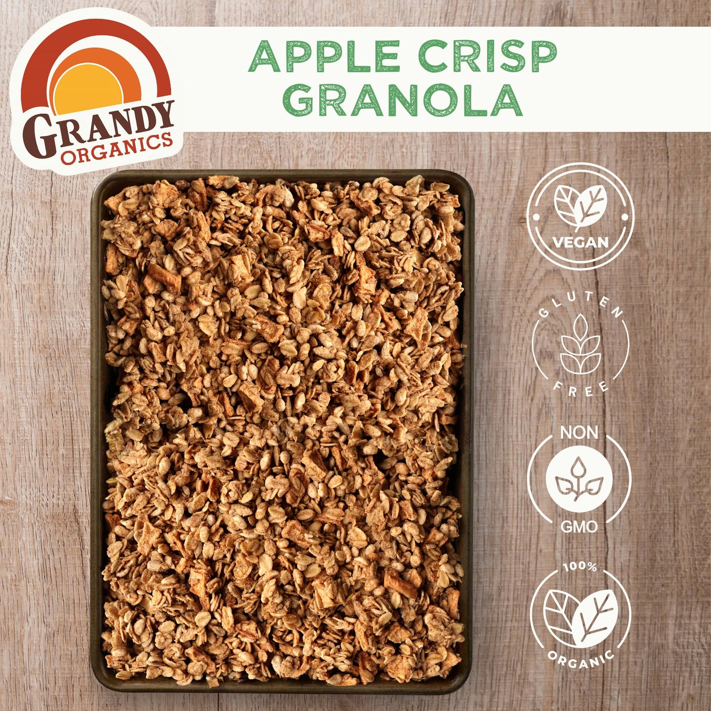 Grandy Organics Variety Pack Traditional Granola - Classic, Apple Crisp, Dark Chocolate Sea Salt - Certified Organic Granola, Non-GMO, 12oz Bags, Bulk