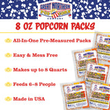 8 oz Popcorn Packs Â- Pre-Measured, Movie Theater Style, All-in-One Kernel, Salt, Oil Packets for Popcorn Machines by Great Northern Popcorn (24 Case)