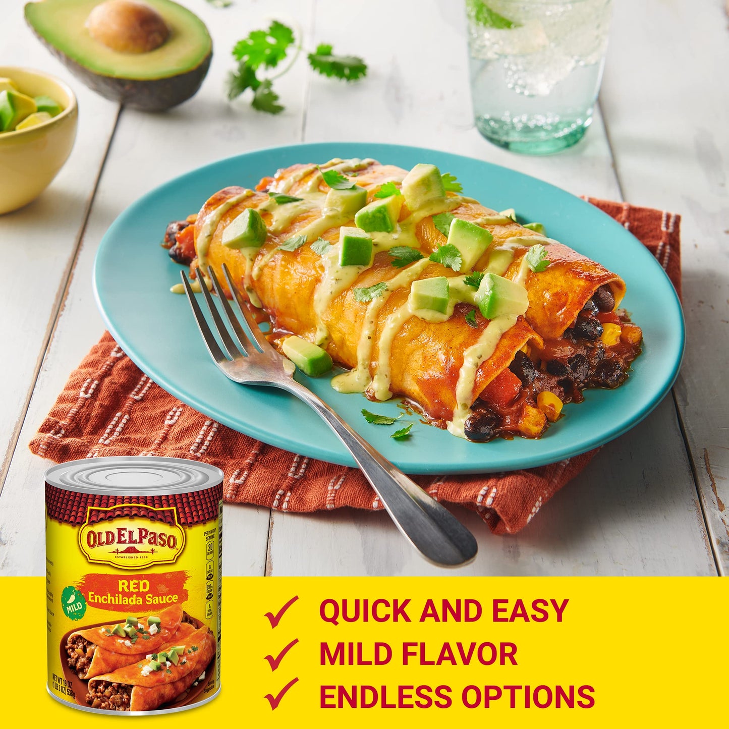 Old El Paso Mild Red Enchilada Sauce, Meal Prep, 19 oz