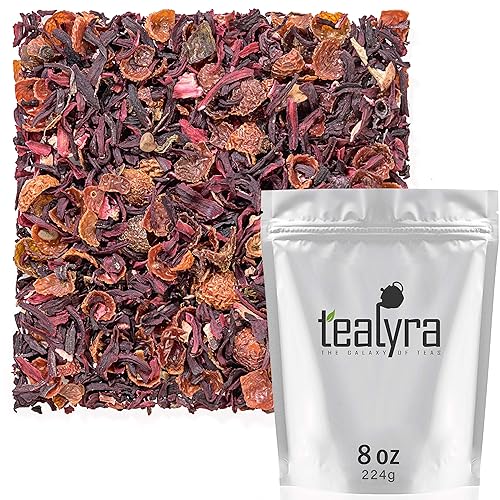 Tealyra - Hibiscus and Rosehips - Herbla Loose Leaf Tea - Health Tonic - Supports Healthy Blood Pressure - Caffeine-Free - Vitamins Rich - All Natural