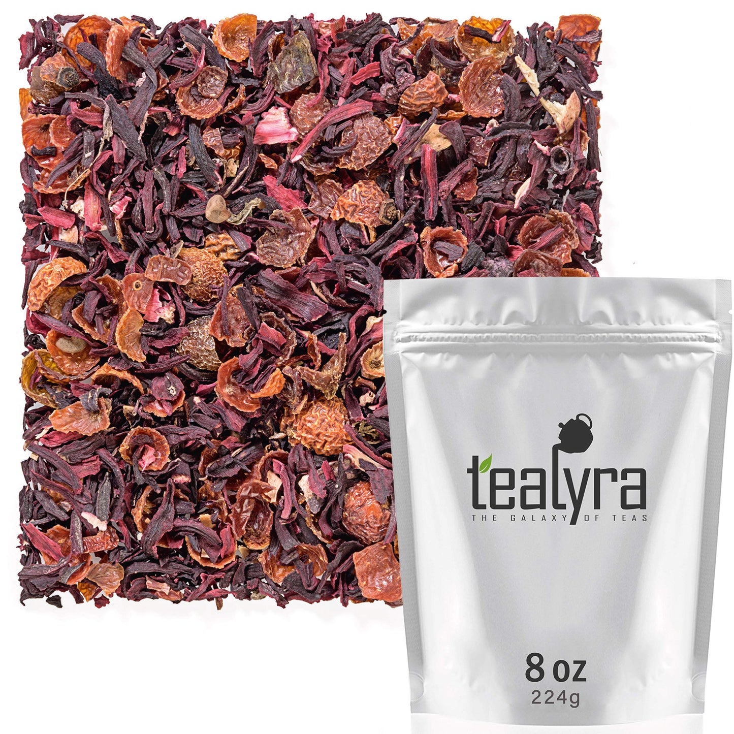 Tealyra - Hibiscus and Rosehips - Herbla Loose Leaf Tea - Health Tonic - Supports Healthy Blood Pressure - Caffeine-Free - Vitamins Rich - All Natural