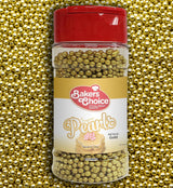 Bakers Choice Edible Pearls - Pearl Sprinkles - Metallic Gold Sugar Pearls - Dairy Free - Kosher - 3 oz.