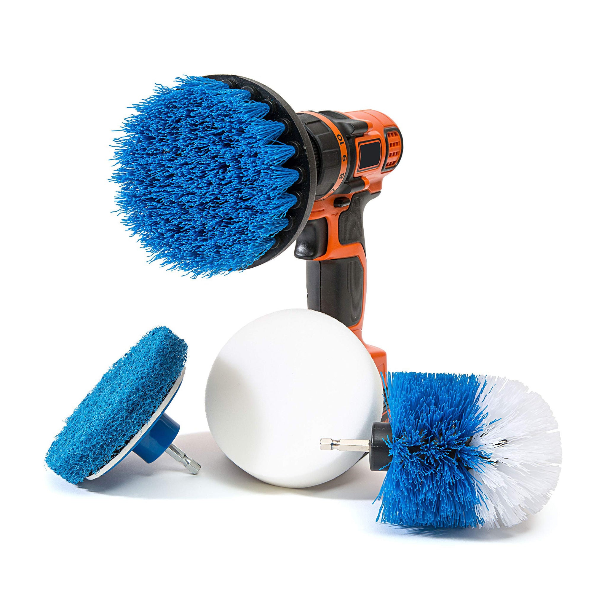 RevoClean 4 Piece Scrub Brush Power Drill Attachments-All Purpose Time Saving Kit-Perfect for Cleaning Grout, Tile, Counter, Shower, Grill, Floor