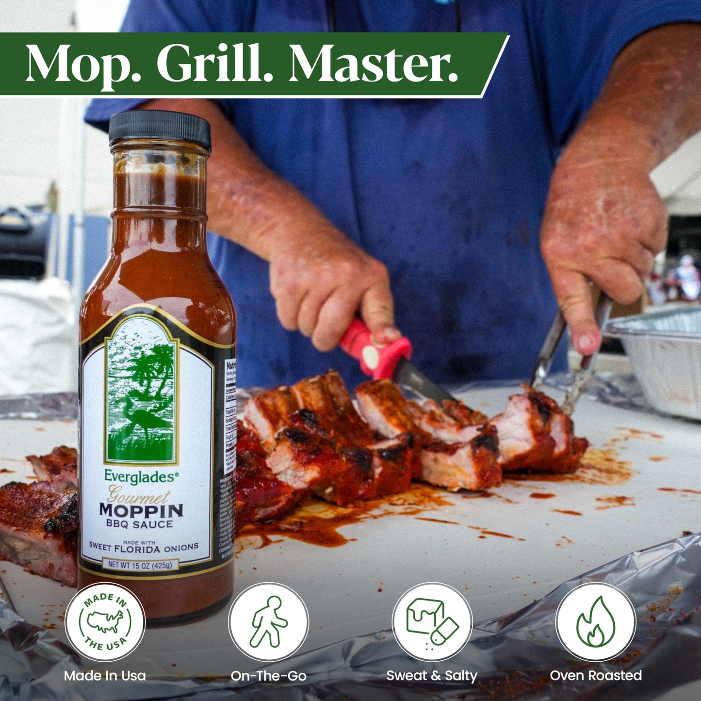 Everglades Moppin' BBQ Sauce - Southern BBQ Mopping Sauce with Everglade Seasoning - 15 oz