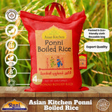Asian Kitchen Ponni Boiled Rice 4-Pound Bag, 4lbs (1.81kg) Short Grain Par Boiled Rice ~ All Natural | Gluten Friendly | Vegan | Indian Origin |