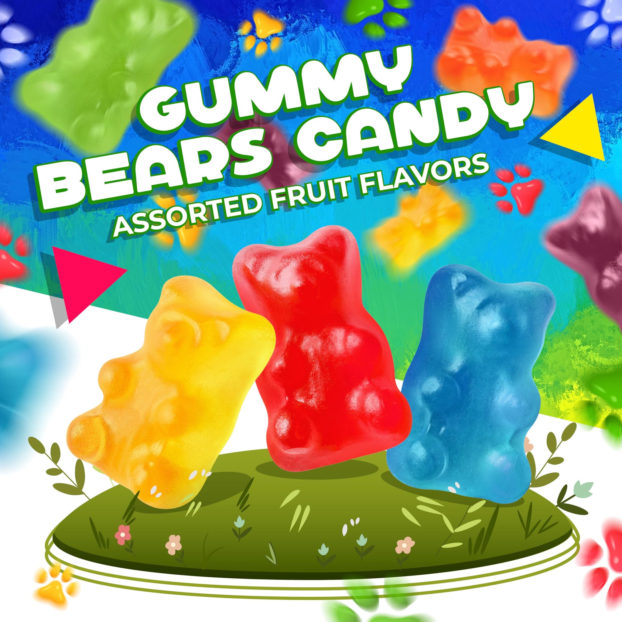 Gummi Bears | 1 Pound Bag | Gummy Candy Bulk | Assorted Fruit Flavored | Gummies Bears | Chewy Candy for Goodie Bags, Gifting, Buffets, and Dessert