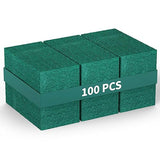100 Pack Heavy Duty Scouring Pads 3x4 Inch - Green Scrubbing Pads, Non Scratch Bulk Scrub Pads for Kitchen, Dishes, Pots, Pans, Grill & Household