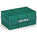 100 Pack Heavy Duty Scouring Pads 3x4 Inch - Green Scrubbing Pads, Non Scratch Bulk Scrub Pads for Kitchen, Dishes, Pots, Pans, Grill & Household
