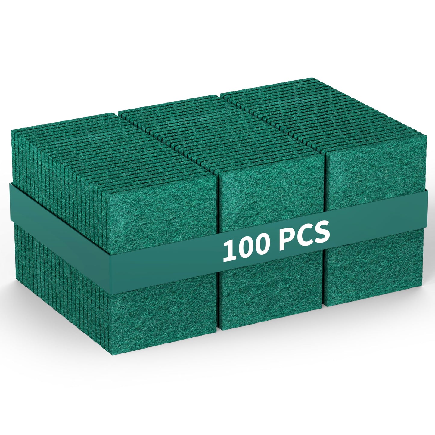 100 Pack Heavy Duty Scouring Pads 3x4 Inch - Green Scrubbing Pads, Non Scratch Bulk Scrub Pads for Kitchen, Dishes, Pots, Pans, Grill & Household