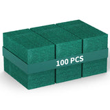 100 Pack Heavy Duty Scouring Pads 3x4 Inch - Green Scrubbing Pads, Non Scratch Bulk Scrub Pads for Kitchen, Dishes, Pots, Pans, Grill & Household