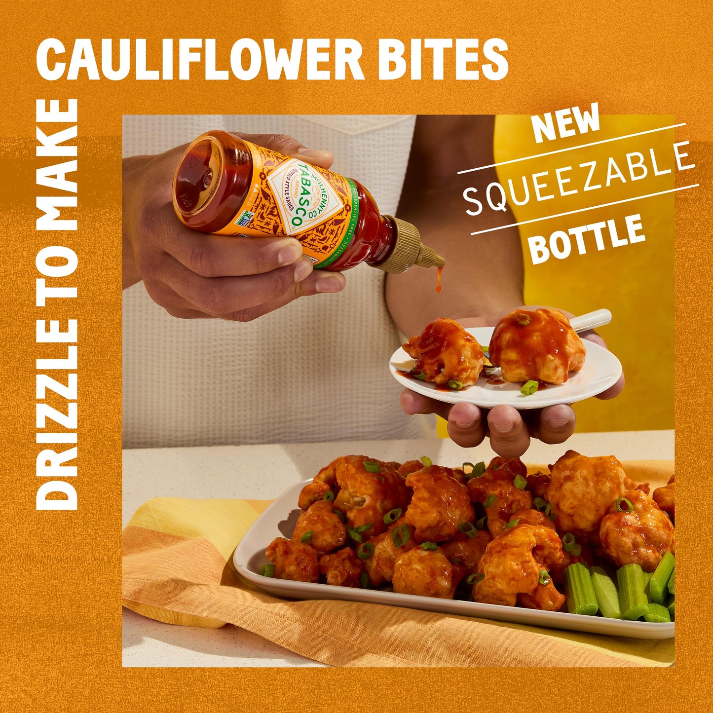 TABASCO Brand Buffalo Style Sauce, Medium Hot Sauce, Easy-to-Squeeze Bottle, Thick & Tangy, Five Simple Ingredients, Great on Chicken Party Wings