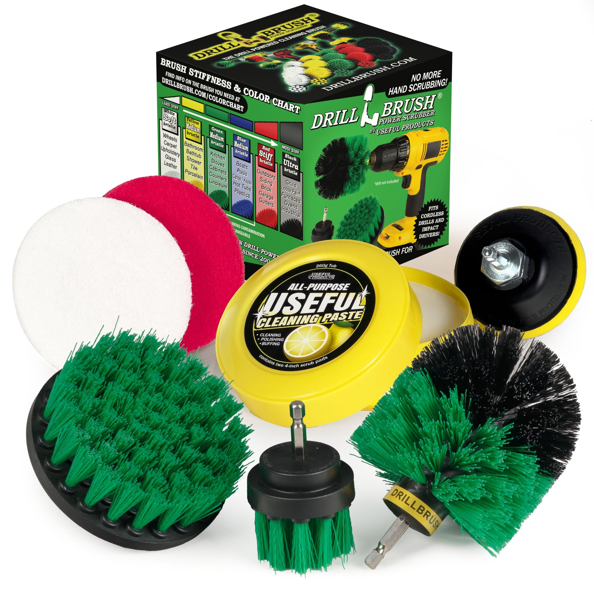 Electric Spin Scrubber Kitchen Cleaning Set with Multi-Purpose Cleaner Paste - Lemon Lime Scented, Stainless Steel Appliance, Oven, Stove Top