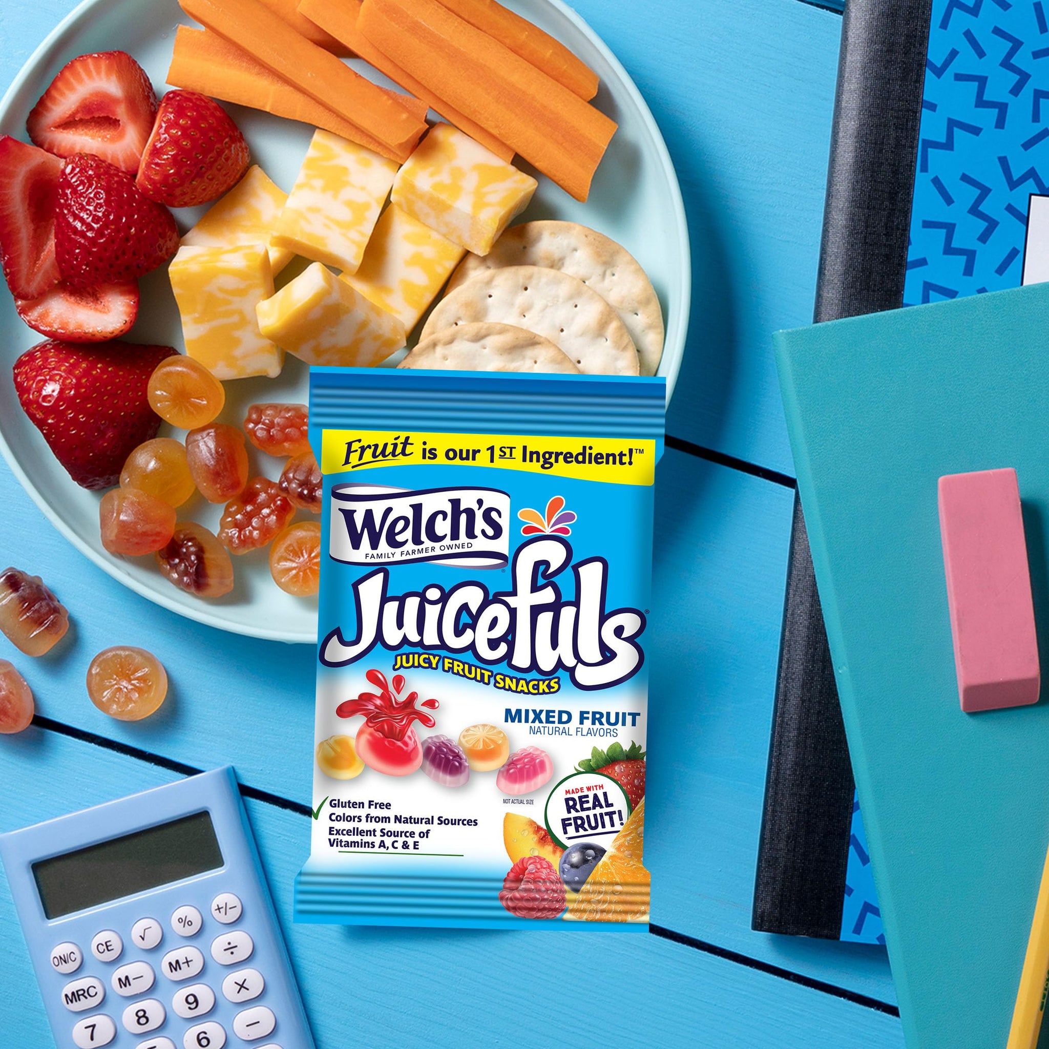 Welch's Juicefuls Juicy Fruit Snacks, Mixed Fruit, Fruit Gushers, Gluten Free, 4 Oz Sharing Size Bags (Pack of 3)