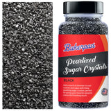 Bakerpan Pearlized Sugar Sprinkles for Baking - 5 Ounce - Sparkling Black Decorating Sugar Crystals for Cookies, Cake Pops, Ice Cream (Made in USA)