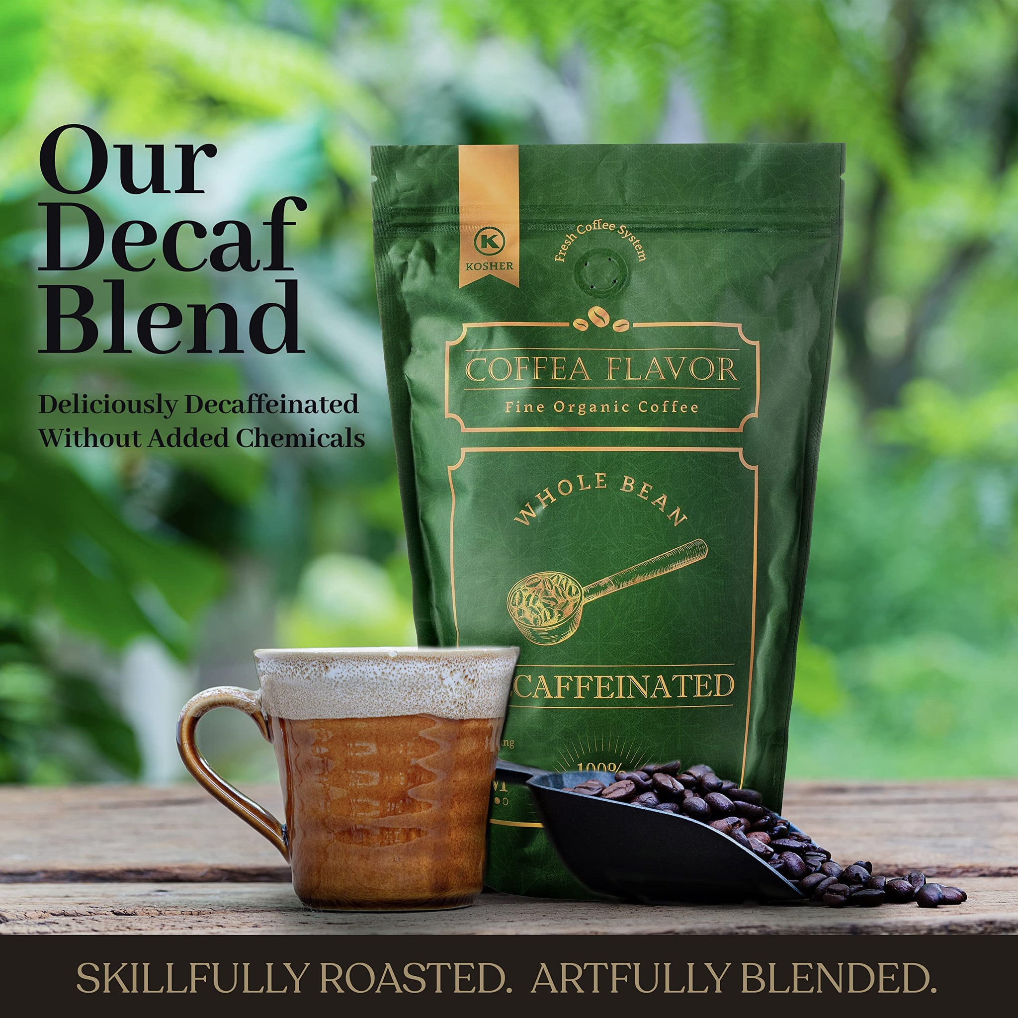 Coffea Flavor Fine Organic Coffee - Classic decaf Ground Coffee Medium Roast | 100% Arabica Coffee| Perfect for Espresso | USDA Certified Organic |