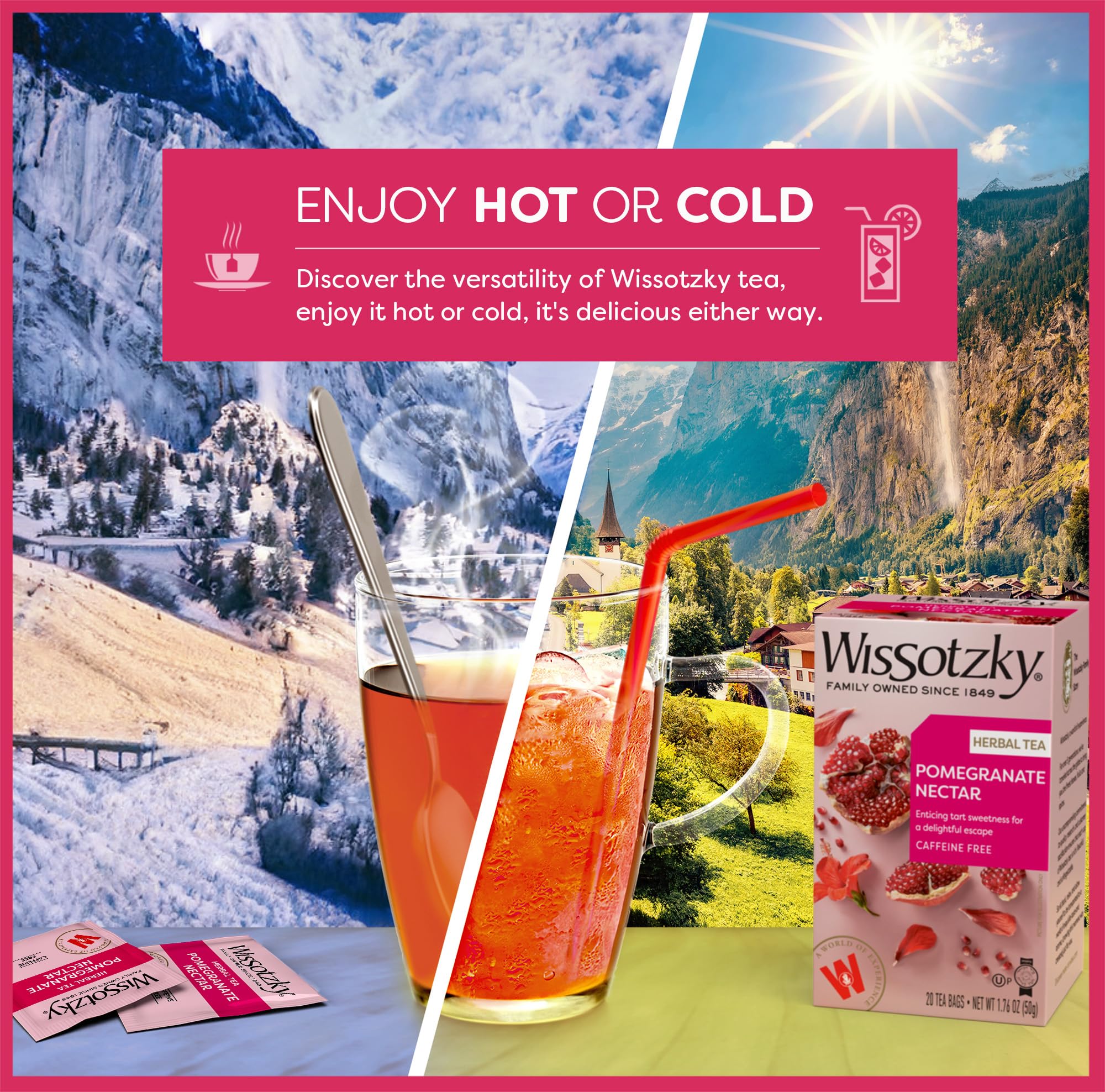 Wissotzky Tea Pomegrante Orchard Caffeine Free 1.76 Oz. Pk Of 3.