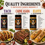 Spanglsh Asadro Mexican Street Flavor Collection, Taco, Elote & Carne Asada Seasonings, Mexican-Inspired Spice Blends for Tacos, Corn, Steak, Chicken