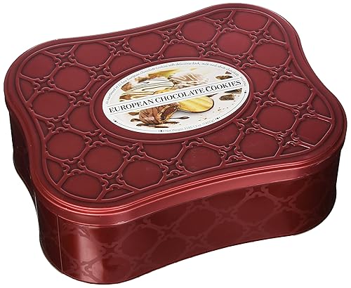 European Chocolate Cookie Tin Assortment of 12 Cookie Varieties with Dark, Milk and White Chocolates Net Wt 3 Lbs 1.3 OZ (1400 g)