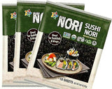 Kimnori Organic Roasted Seaweed Sushi Nori Sheets (30 Sheets, 3-Pack) - Professional Grade Full Size Nori for Sushi & Kimbap - California Crafted