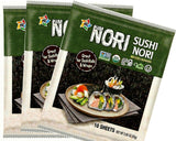 Kimnori Organic Roasted Seaweed Sushi Nori Sheets (30 Sheets, 3-Pack) - Professional Grade Full Size Nori for Sushi & Kimbap - California Crafted