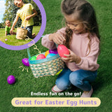 PREXTEX 3.5” Unfilled Easter Eggs, 12 pcs Empty Plastic Eggs Fillable with Candy, Presents for Toy Basket - Easter Decorations, Toy Egg Basket - Boys