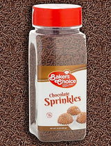 Bakers Choice Chocolate Sprinkles for Ice Cream Toppings - Chocolate Jimmies Sprinkles for Baking - Dairy Free, Kosher 10 oz.