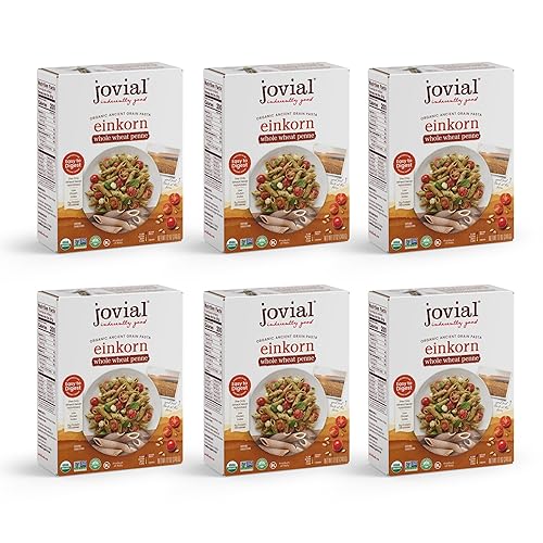 Jovial Einkorn 100% Organic Whole Wheat Penne Rigate - Einkorn Pasta, High Protein, Non-GMO, USDA Certified Organic, Lower Carb, Delicious Pasta Made