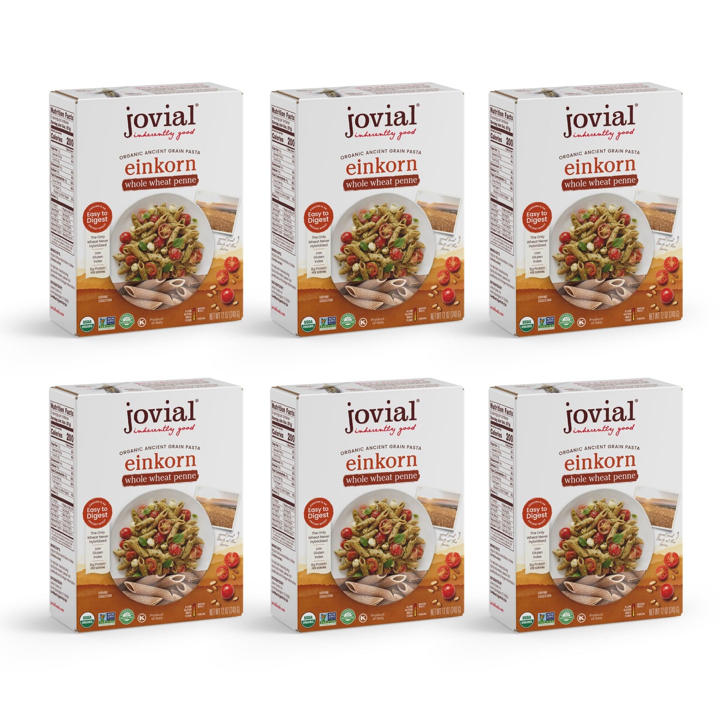 Jovial Einkorn 100% Organic Whole Wheat Penne Rigate - Einkorn Pasta, High Protein, Non-GMO, USDA Certified Organic, Lower Carb, Delicious Pasta Made