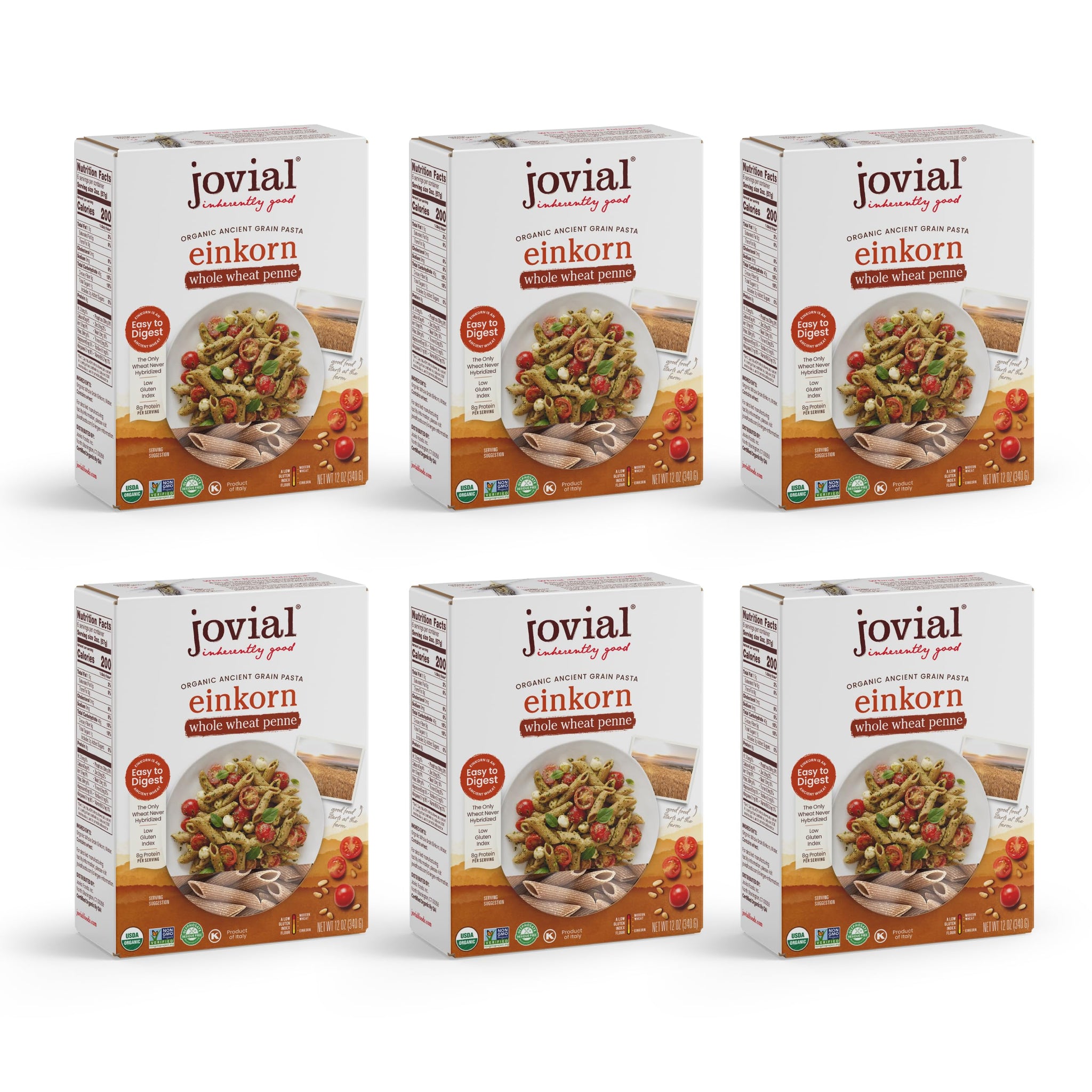 Jovial Einkorn 100% Organic Whole Wheat Penne Rigate - Einkorn Pasta, High Protein, Non-GMO, USDA Certified Organic, Lower Carb, Delicious Pasta Made