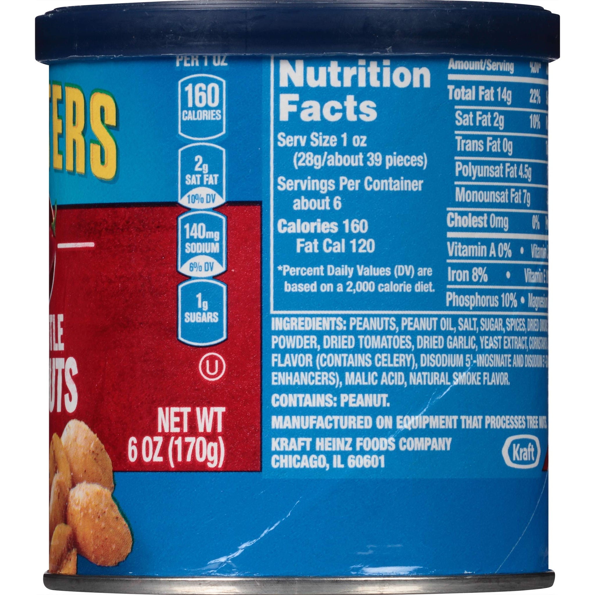 Planters Chipotle Peanuts, 6.0 oz Canister
