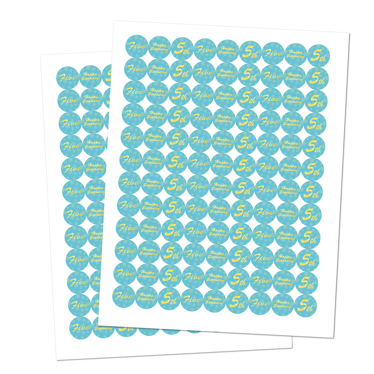 5th Birthday Kisses Stickers, Five Blue Kiss Labels for Boy Happy Birthday Party, Chocolate Drop Tabletop Decorations, Candy Not Included. Made in USA