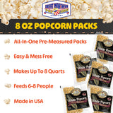 8oz White Popcorn Machine Popcorn Packets - All-in-One Pre-Measured Gluten Free White Popcorn Kernels for Popping with Salt and Coconut Oil Packs by