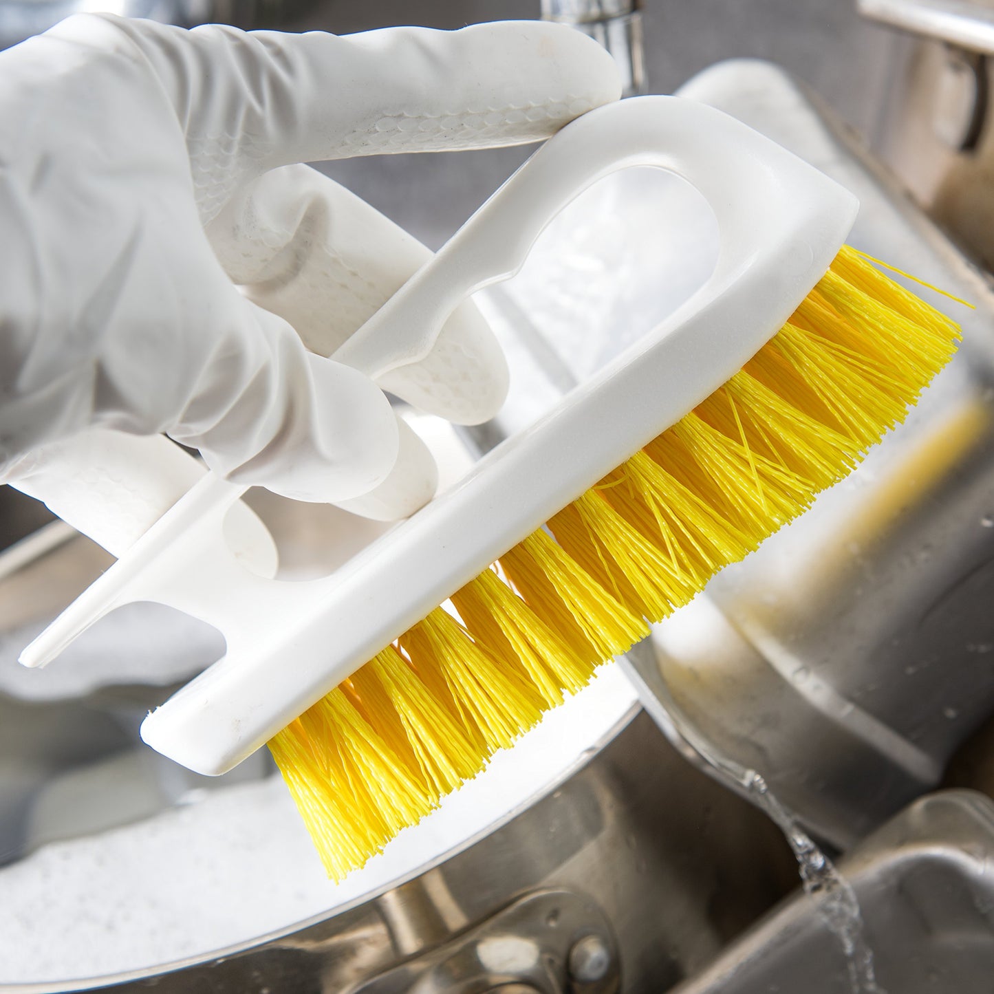 SPARTA 4002404 Ergonomic Iron-Shaped Handle Scrub Brush, 6", Yellow