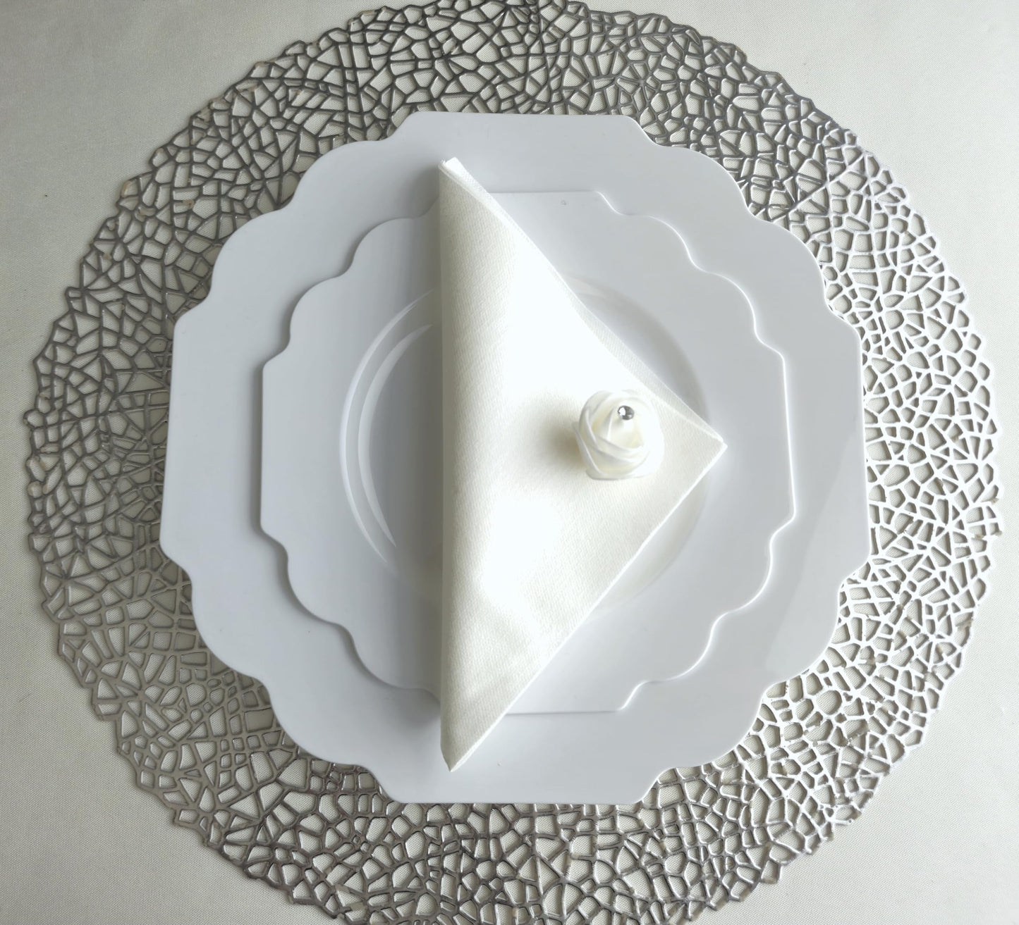 " OCCASIONS " 50 Plates Pack (25 Guests)-Heavyweight Wedding Party Disposable Plastic Plate Set -(25x10.5'' Dinner + 25x8'' Salad/Dessert) (Imperial