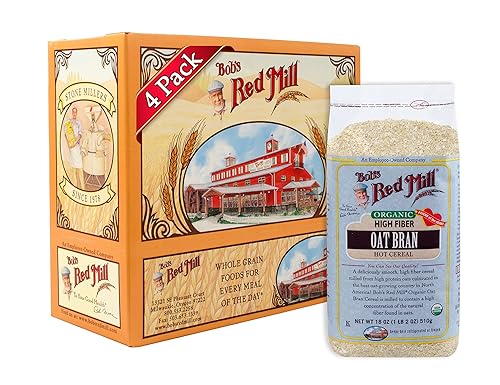 Bob's Red Mill Organic Oat Bran Hot Cereal, 18 Ounce (Pack of 4)