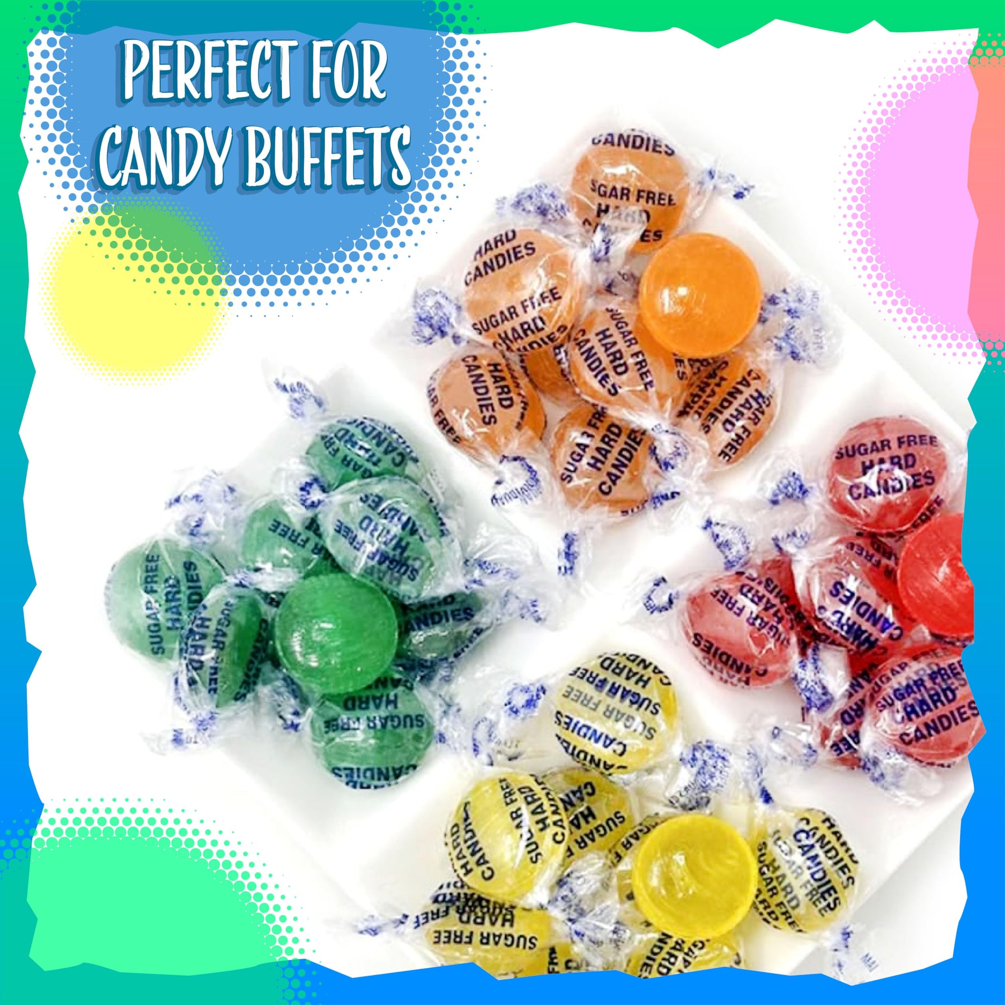 Sugar Free Hard Candy Mix | 1-Pound Pack | About 75 Pieces | Assorted Fruit Flavors | Individually Wrapped Sugarless Candies for Office Bowl | Lemon
