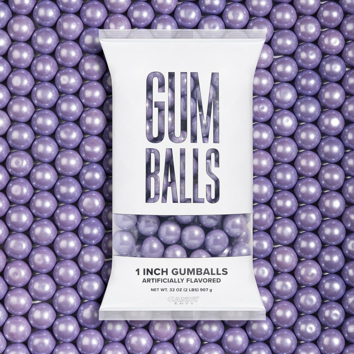 Candy Envy - Shimmer Lavender Gumballs - 1 Inch - Approximately 113 Gumballs Per 2 lb Bag - Bulk Lavender Candy - North American Made & Kosher