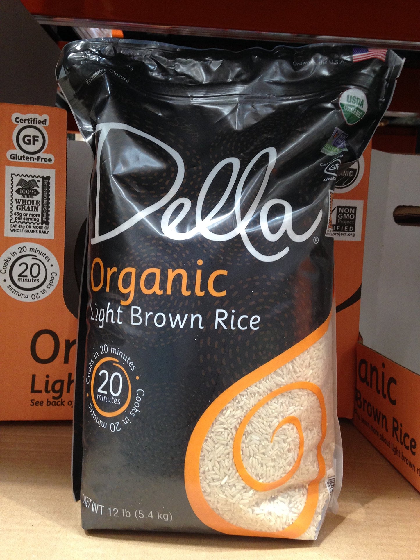 Della organic light brown rice 12lb. A1