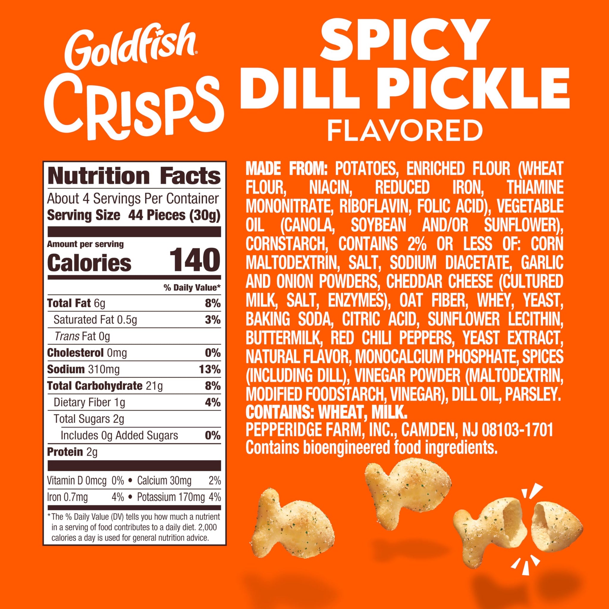 Goldfish Crisps Spicy Dill Pickle Baked Chip Crackers, 4.8 Oz Bag