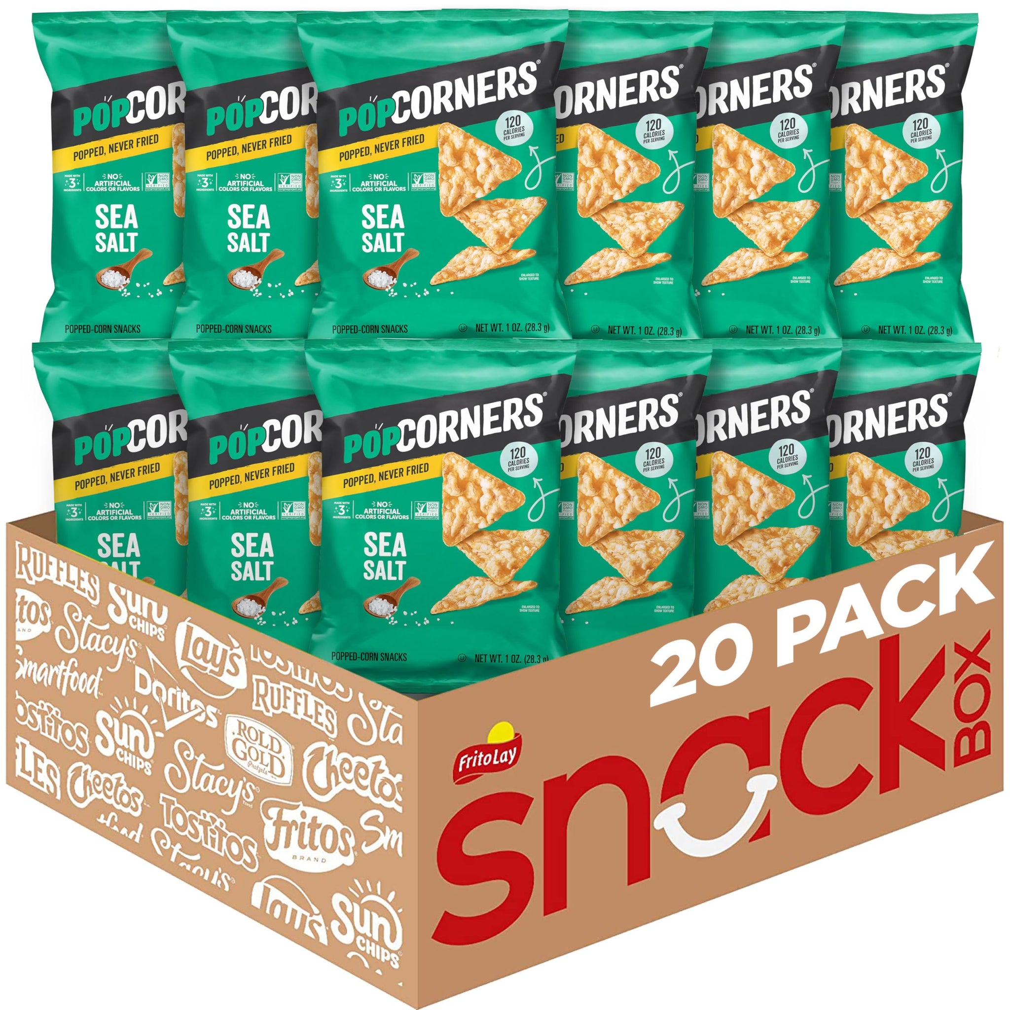 PopCorners Popped Corn Snacks, Sea Salt, 1 Ounce (Contains 20 Packets) (Packaging May Vary), Gluten Free
