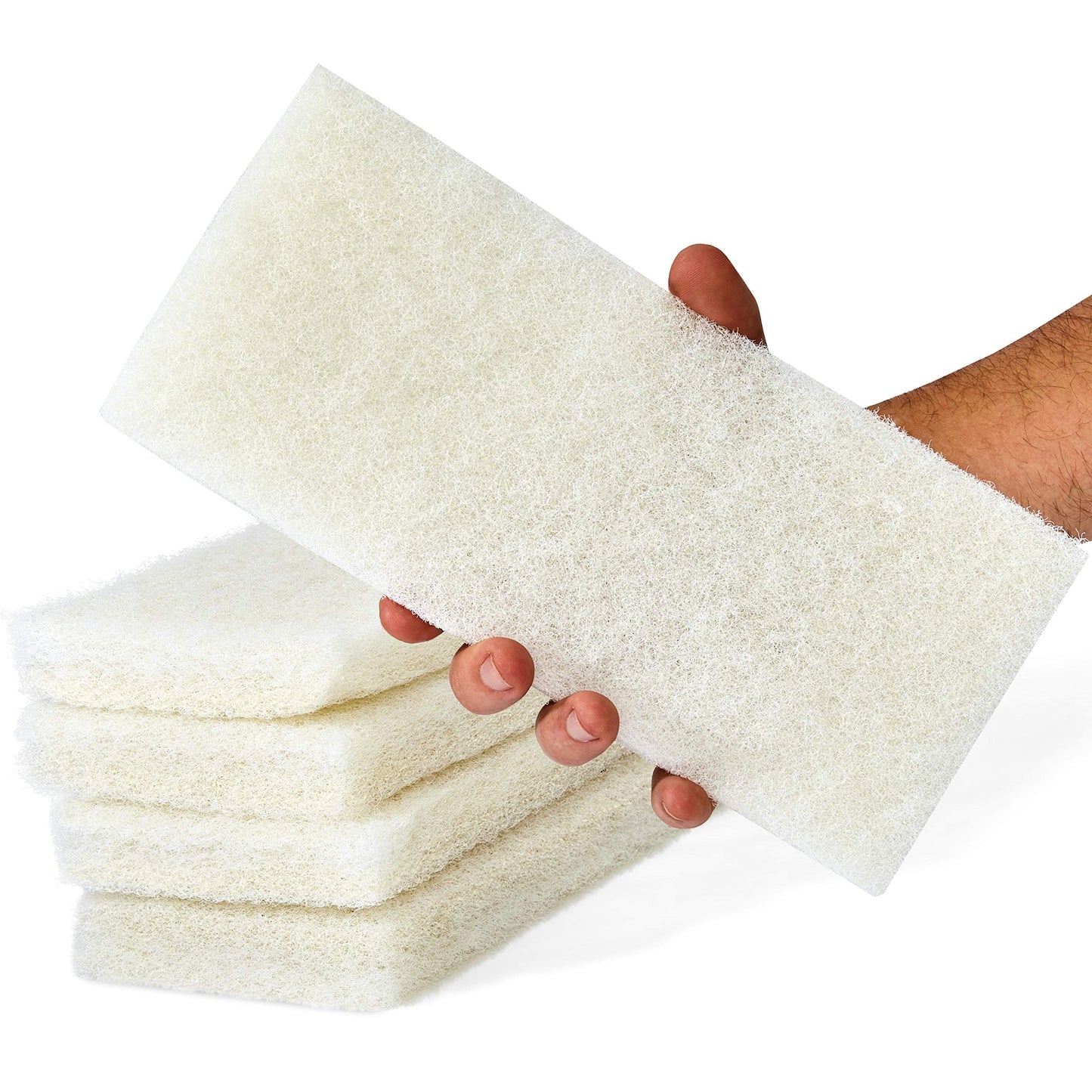Non-Scratch, Super Long-Lasting Scrubbing Pad 5 pk, 10x4.5in. Best Reusable Multipurpose Scouring Sponge for Home Surfaces. Perfect Pro Grade