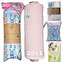 Reusable Paper Towels Washable Roll 29 Pack, 100% Soft Cotton Baby Wipes, Paperless Paper Towel Alternative, Zero Waste Napkins w/Wet Bag & Wash Cloth