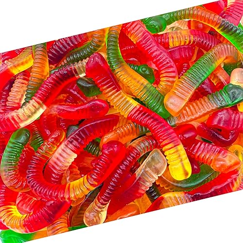 Gummy Worms Candy | 1 Pound Bag | Assorted Fruit Flavored | Fun Gummies with Chewy Texture | Gummi Worms for Parties, Snacking & Buffets | Strawberry