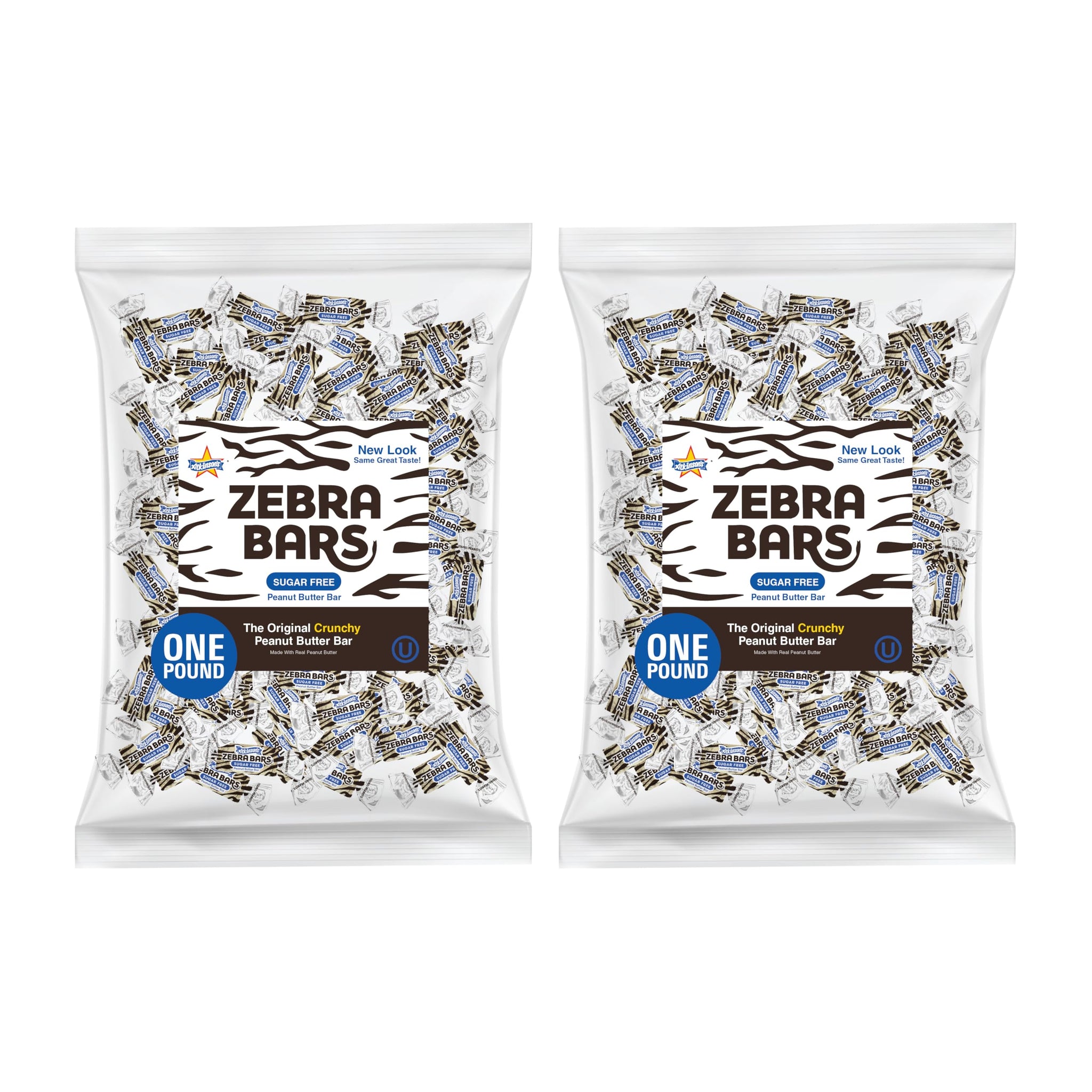 Atkinson's Sugar Free Peanut Butter Bars - Crunchy and Crispy Peanut Butter Candy - Gluten Free, Kosher, Vegan - Bite Size Candy - 2 lb. Bag