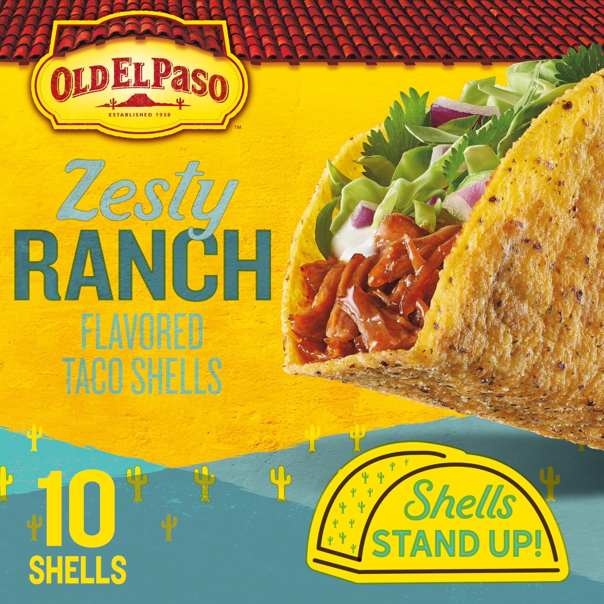 Old El Paso Stand 'N Stuff Taco Shells, Zesty Ranch, Gluten Free Crunchy Corn Taco Shells, 10 Ct, 5.4 oz