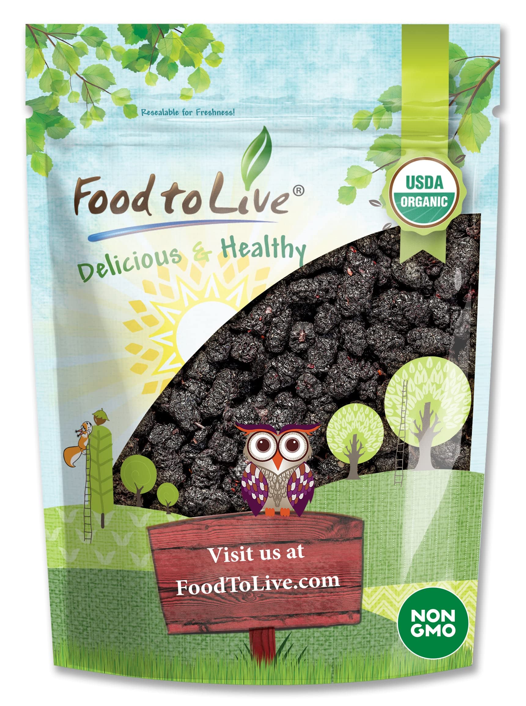 Food to Live Organic Dried Black Mulberries, 8 Ounces - Non-GMO, Raw Fruit, Unsulfured, Unsweetened, Vegan, Mulberry in Bulk. Great for Snacking