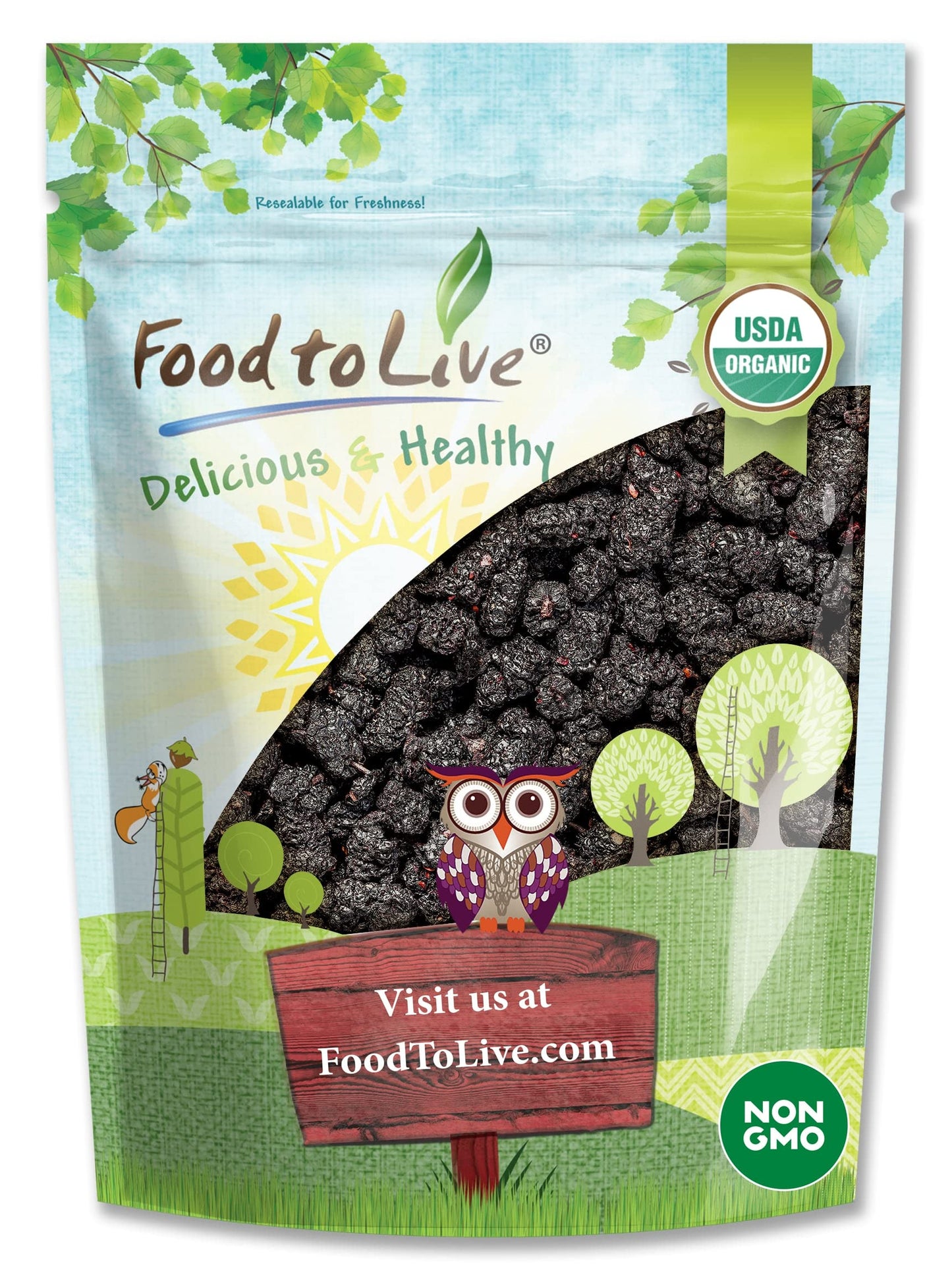 Food to Live Organic Dried Black Mulberries, 2 Pounds - Non-GMO, Raw Fruit, Unsulfured, Unsweetened, Vegan, Mulberry in Bulk. Great for Snacking