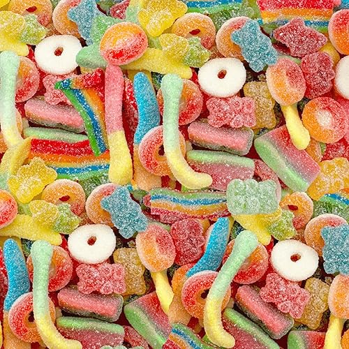 Sour Gummy Candy Mix | 2-Pound Pack | Chewy Gummies for Candy Buffets, Goodie Bags & Dessert Decorating | Belts, Peach Rings, Watermelon Wedges