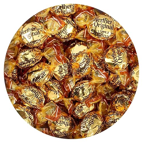 Werthers Original Creamy Caramel Filled Hard Candy, 2 Pound Bulk Bag, Individually Wrapped Werthers Caramel Filled Candy, The Hampton Popcorn & Candy