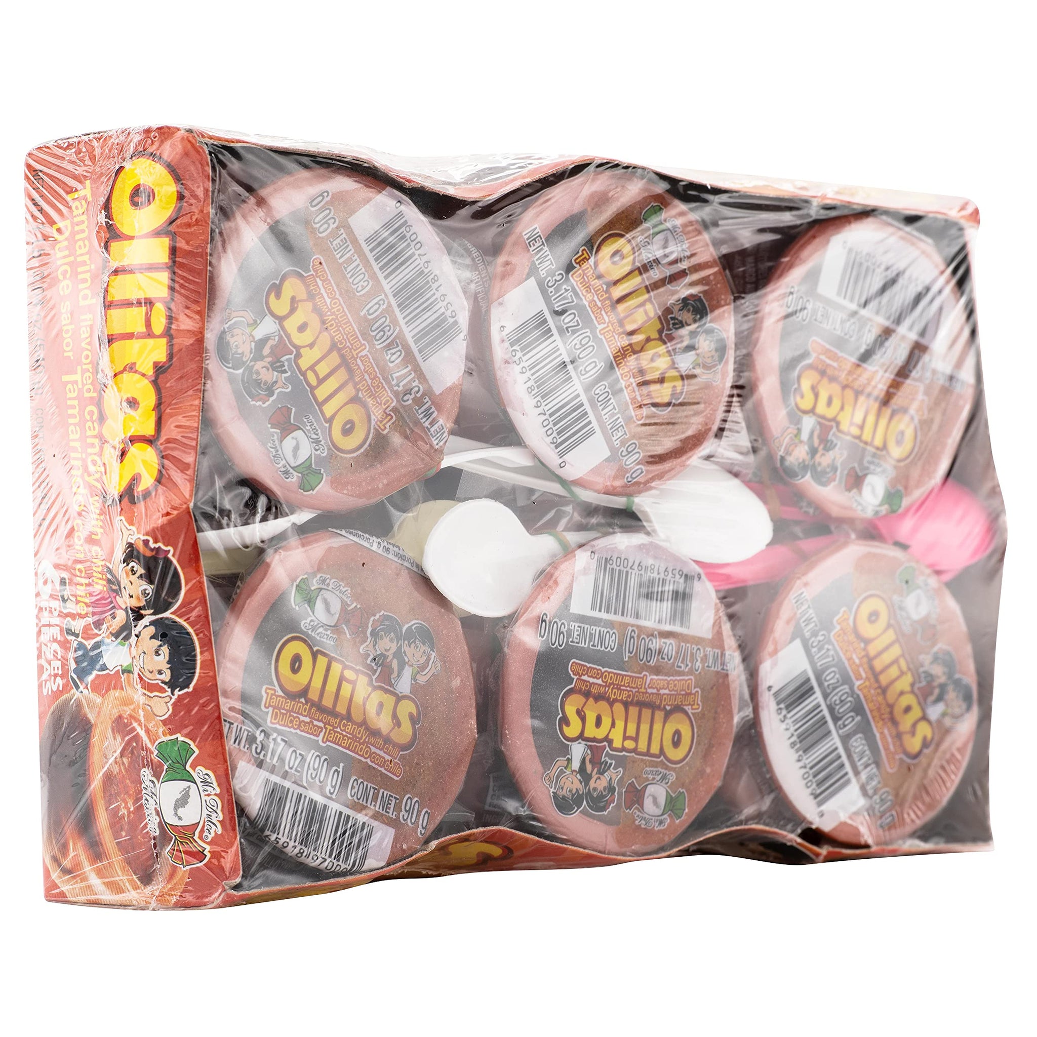 MDM OLLITAS Soft Tamarind flavored candy w/chili in plastic pot 6ct 1b 3.04oz (540g)